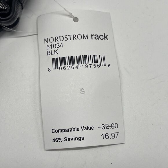 Nordstrom Black Textured Covered Buckle 3 Loop Skinny Belt Sz S New - Picture 6 of 6